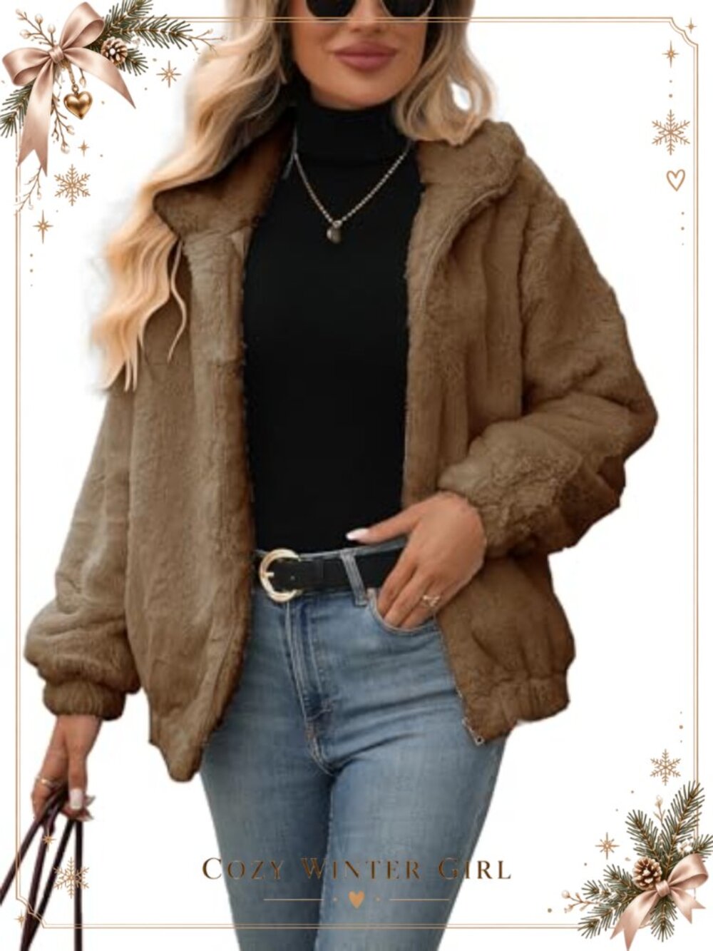 Faux Fur Coat Full Zip Crop Fleece Jacket Warm Fall Winter